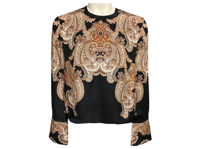 Veronica Beard Karisse Bluse mit schwarzem Multi-Paisley-Print