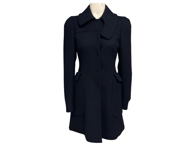Prada Navy Blue Structured Wool Coat
