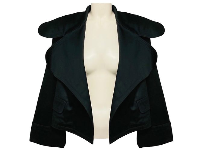 Chaqueta de algodón Burberry negra con cuello exagerado Negro