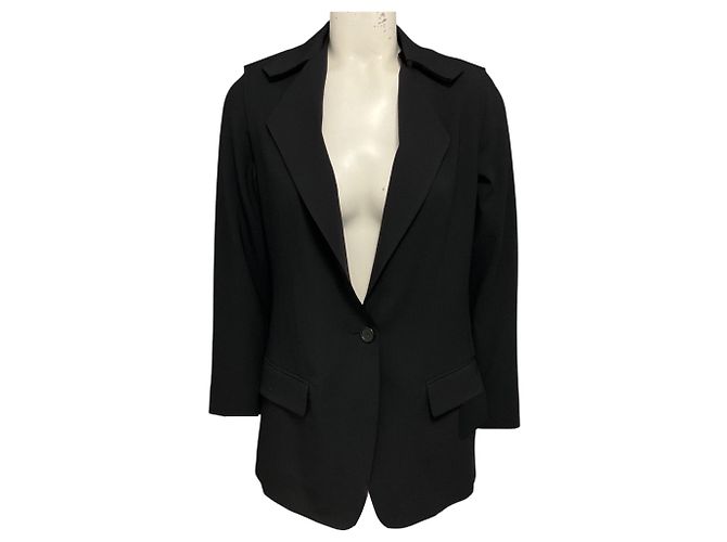 Maison Martin Margiela Giacca Blazer in Lana a Due Pezzi Sovrapposti Nera Nero