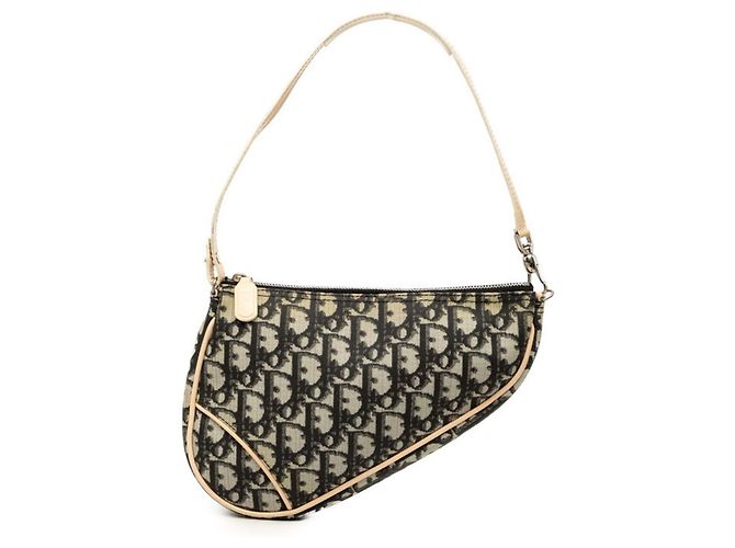 Bolsa Saddle Christian Dior Dior Trotter Preto Bege