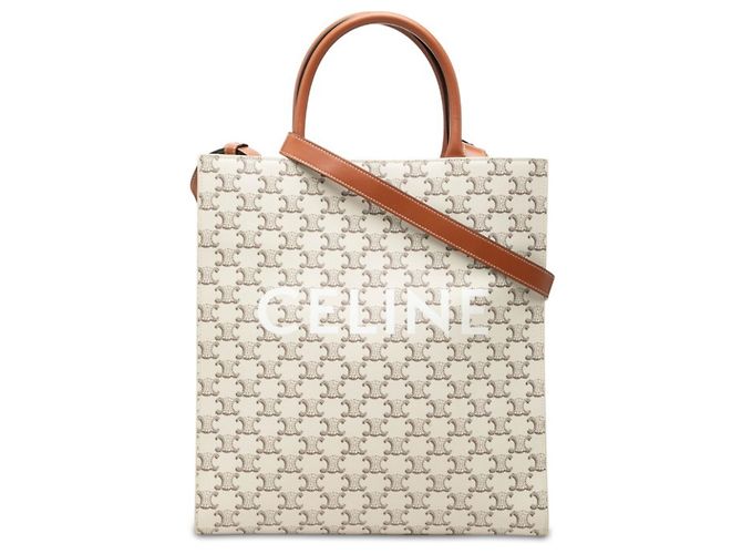 Céline Borsa Celine Triomphe Vertical Cabas Medium Marrone Crudo 