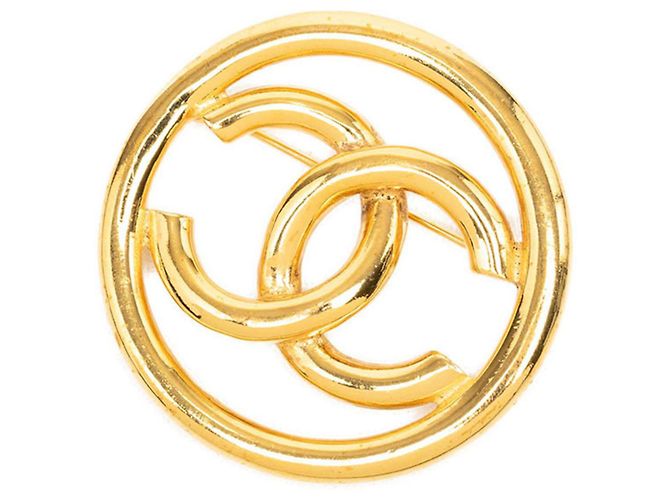 Spilla vintage Chanel Coco Mark placcata oro D'oro