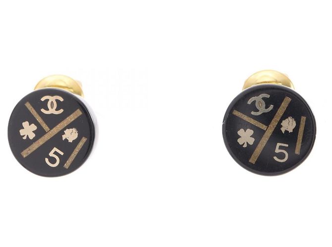 Orecchini a clip Chanel Coco Mark Icon Nero D'oro