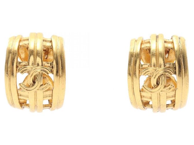 Timeless Chanel Coco Mark vergoldete Clip-Ohrringe Golden