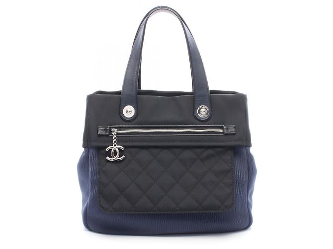 Sac Cabas Chanel Paris Biarritz Noir Bleu Marine