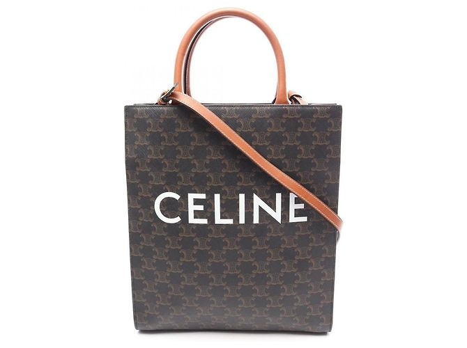 Céline Celine Small Vertical Cabas Triomphe Borsa Tote/Borsa a mano 2-Way Marrone Nero