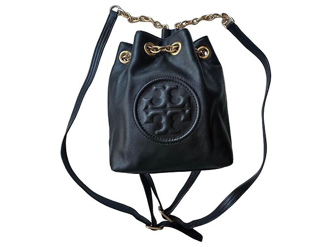 Tory Burch Black Leather Bucket Bag