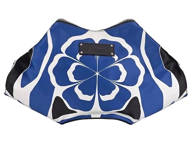 Alexander McQueen De Manta Blue Textile Clutch Gebraucht