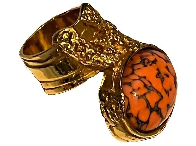 Anello Arty Yves Saint Laurent D'oro Corallo 