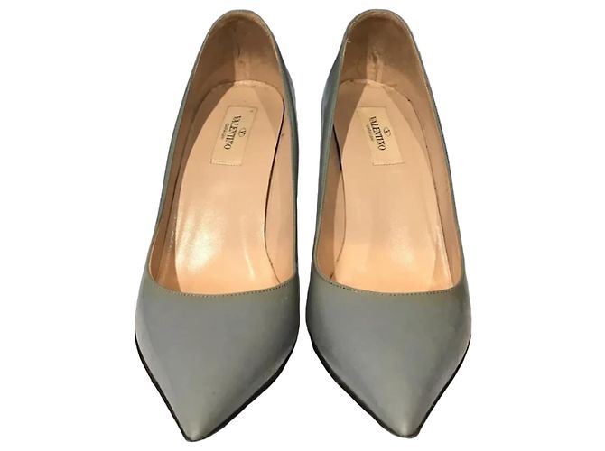 Valentino Lackleder-Pumps Blaugrau