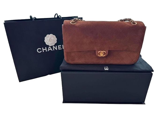 Sac à rabat Chanel2026 en daim marron