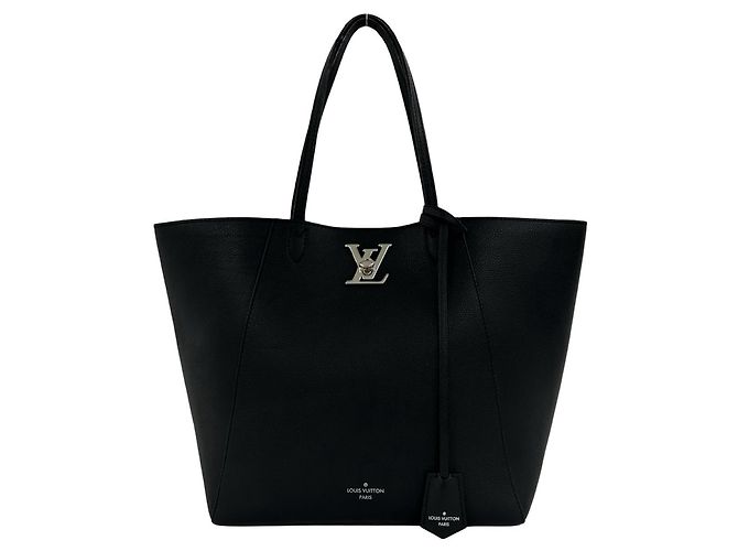 Louis Vuitton Lockme Cabas Leder Tote Bag mit Drehverschluss Schwarz