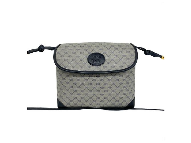 Mini borsa a tracolla in pelle Gucci Old Micro GG Logo Blu navy
