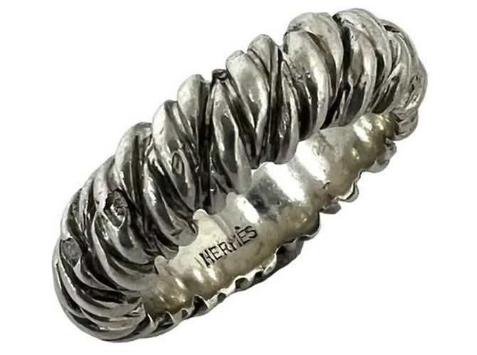 Hermès Anello HERMES Vintage Twist Rope Ring Argento
