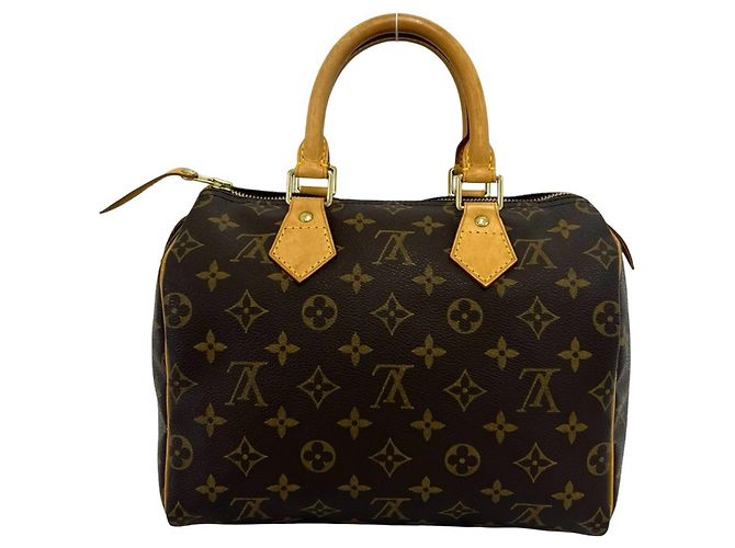 Bolso de mano de cuero Louis Vuitton Monogram Speedy 25 Castaño
