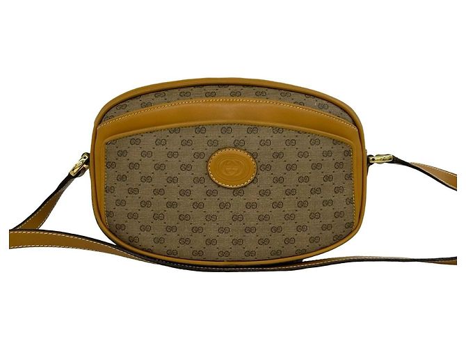 Gucci Micro GG Pattern Logo Leather Mini Shoulder Bag Brown