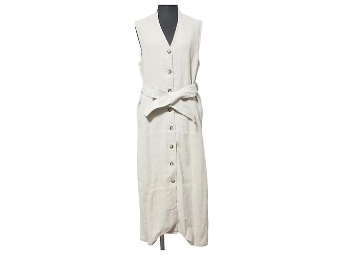 Autre Marque Robe gilet longue en lin MAISON SPECIAL Beige