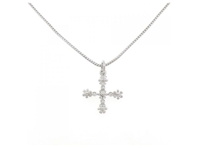 Autre Marque Collar de Diamantes Flor 750WG Plata