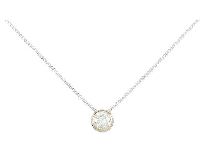 Autre Marque Diamantenhalskette Pt900 K18YG Pt850 Silber