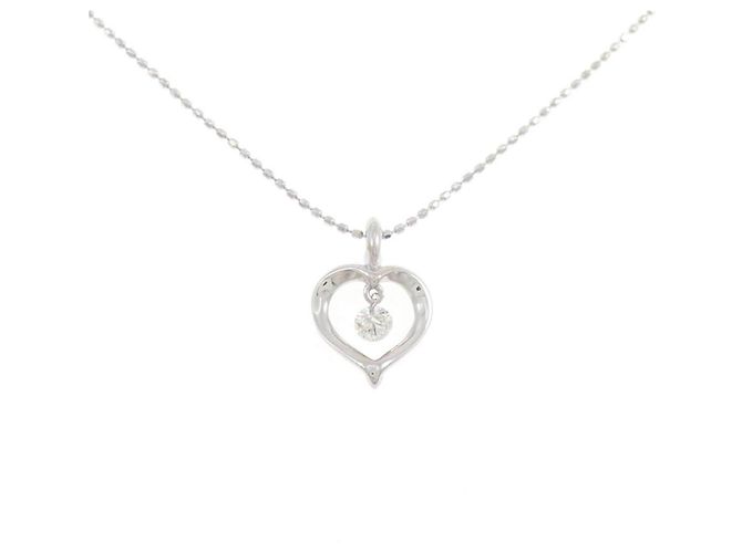 Autre Marque Collana Cuore in Oro Bianco Au750 e Diamanti Argento
