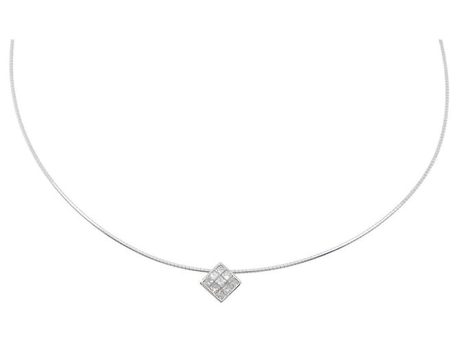 Autre Marque Diamantenhalskette PT900 K18WG Silber