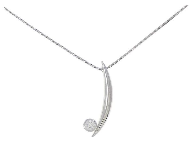 Autre Marque Diamantenhalskette aus PT950 Silber