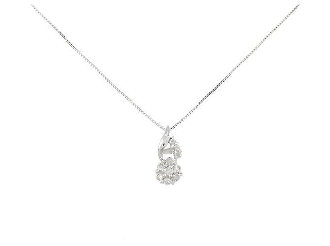 Autre Marque Collar de oro blanco Au750 y diamantes Plata