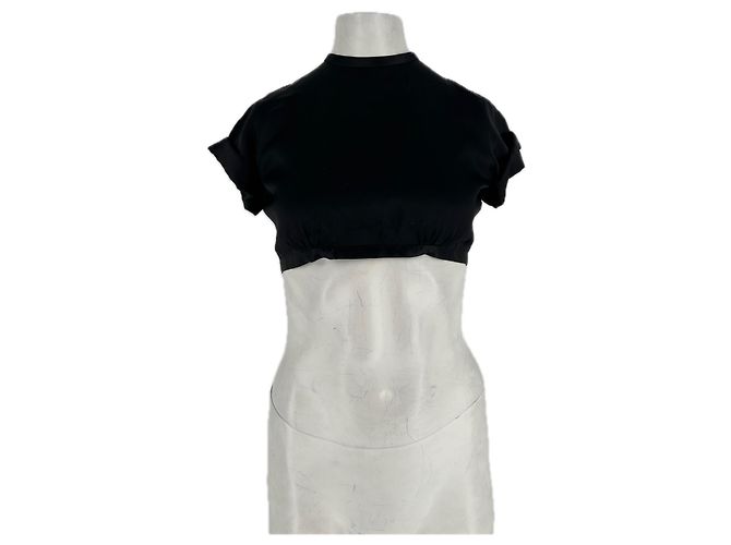 Autre Marque Crop top in raso nero