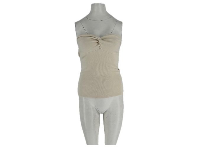 Autre Marque Merinowolle-Top in Ecru Beige