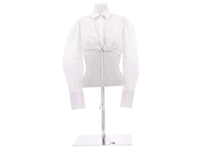 Jacquemus Camicia corta bianca "Le Raphia" Bianco