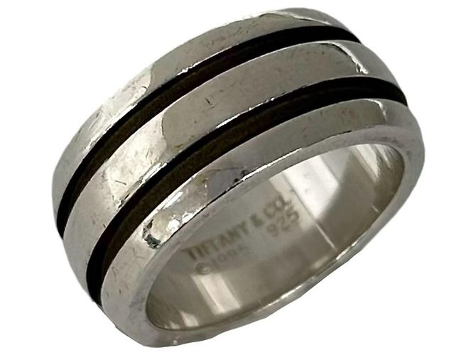 Tiffany & Co. Vintage Grooved Double Line Band Ring Silber