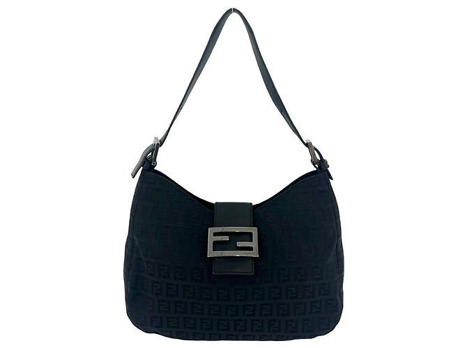 Bolsa Fendi Zucchino FF Logo Pattern Preto