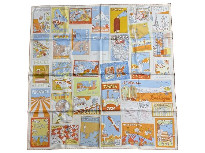Hermès Lenço Hermes Carre 90 Cachecol Multicor