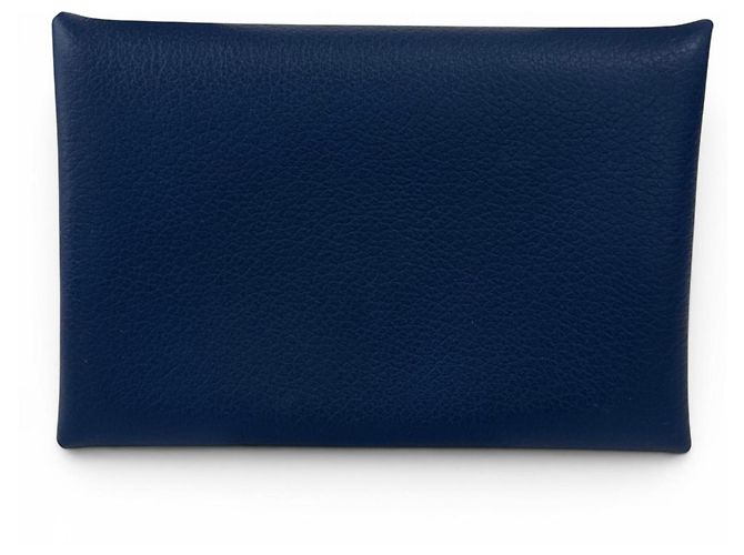 Hermès Hermes Calvi Duo Compact Card Case Blue