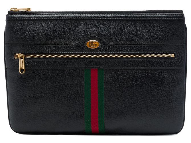 Clutch Gucci Ophidia Web de piel de becerro negra Negro