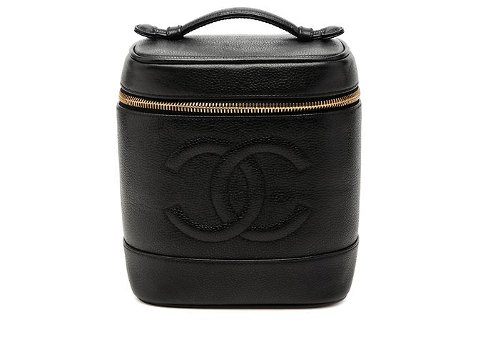 Necessaire Chanel Black CC Caviar Vanity Case Nero