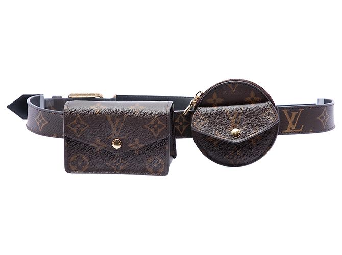 Cinto Louis Vuitton Brown Monogram Daily Multi Pocket 30mm Marrom
