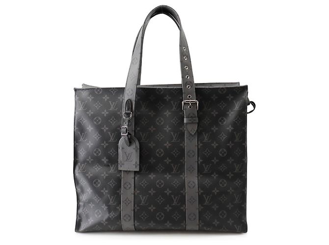 Saco Cabas Zip GM Louis Vuitton Monogram Eclipse Reverse Preto