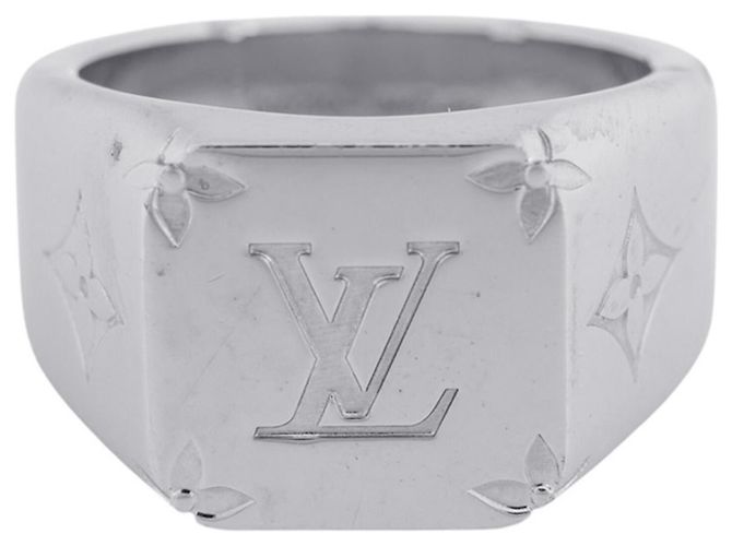 Louis Vuitton Silver Band Ring Silvery