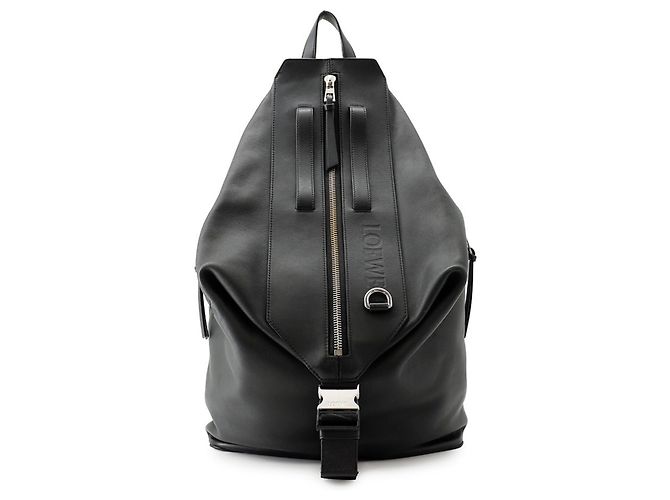 Mochila Conversível de Couro Loewe Preto