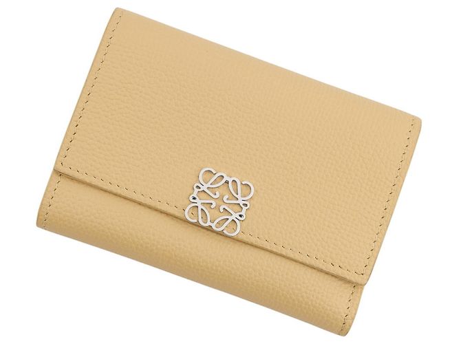 Loewe Tri-fold Leather Wallet Beige