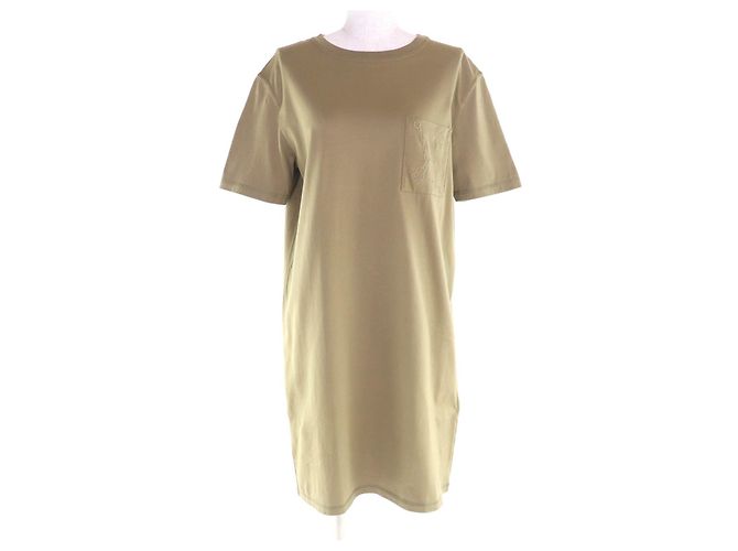 Hermès Vestido de algodón Hermes Verde Caqui