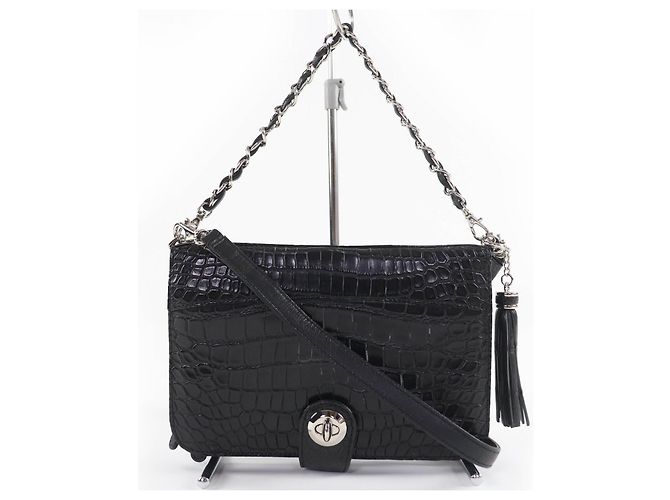 Autre Marque Borsa a tracolla Crocodile COCCO CRISTALLO Nero