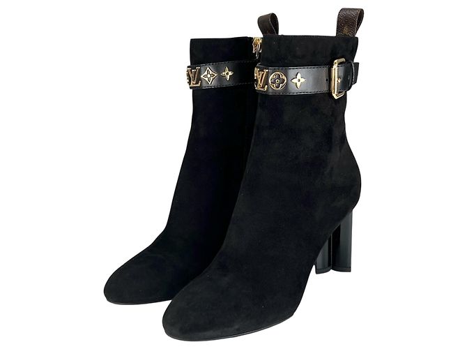 Bottines en cuir daim Louis Vuitton 1A965S Noir