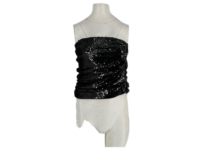 Autre Marque KHY Pailletten Top Schwarz