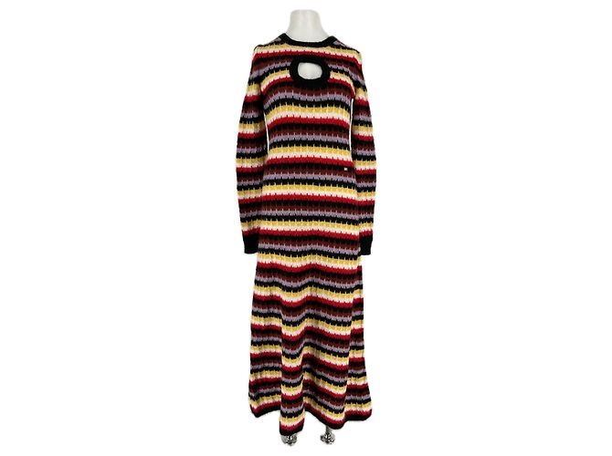 Sonia Rykiel Robe longue en maille rayée Multiple colors