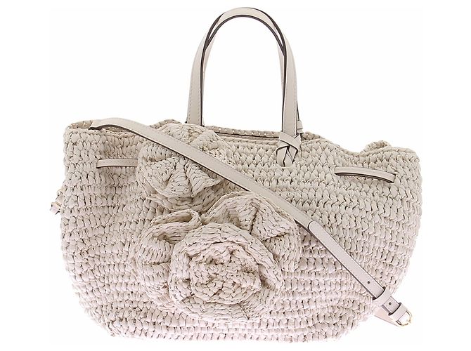 Ulla Johnson Gio Handtasche aus Raffia mit Blumenmuster