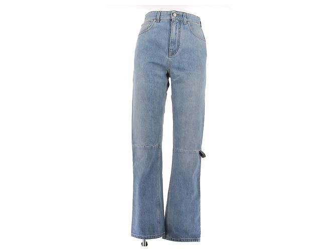 Louis Vuitton Jeans blu con piccolo dettaglio in pelle