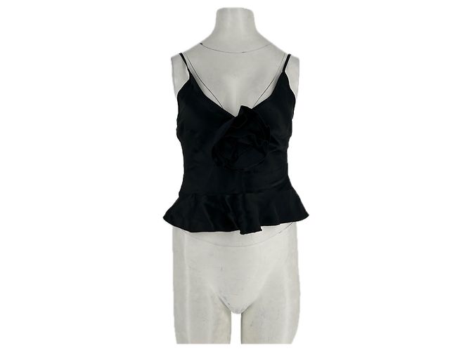 Autre Marque Top DELFI de seda negro XS